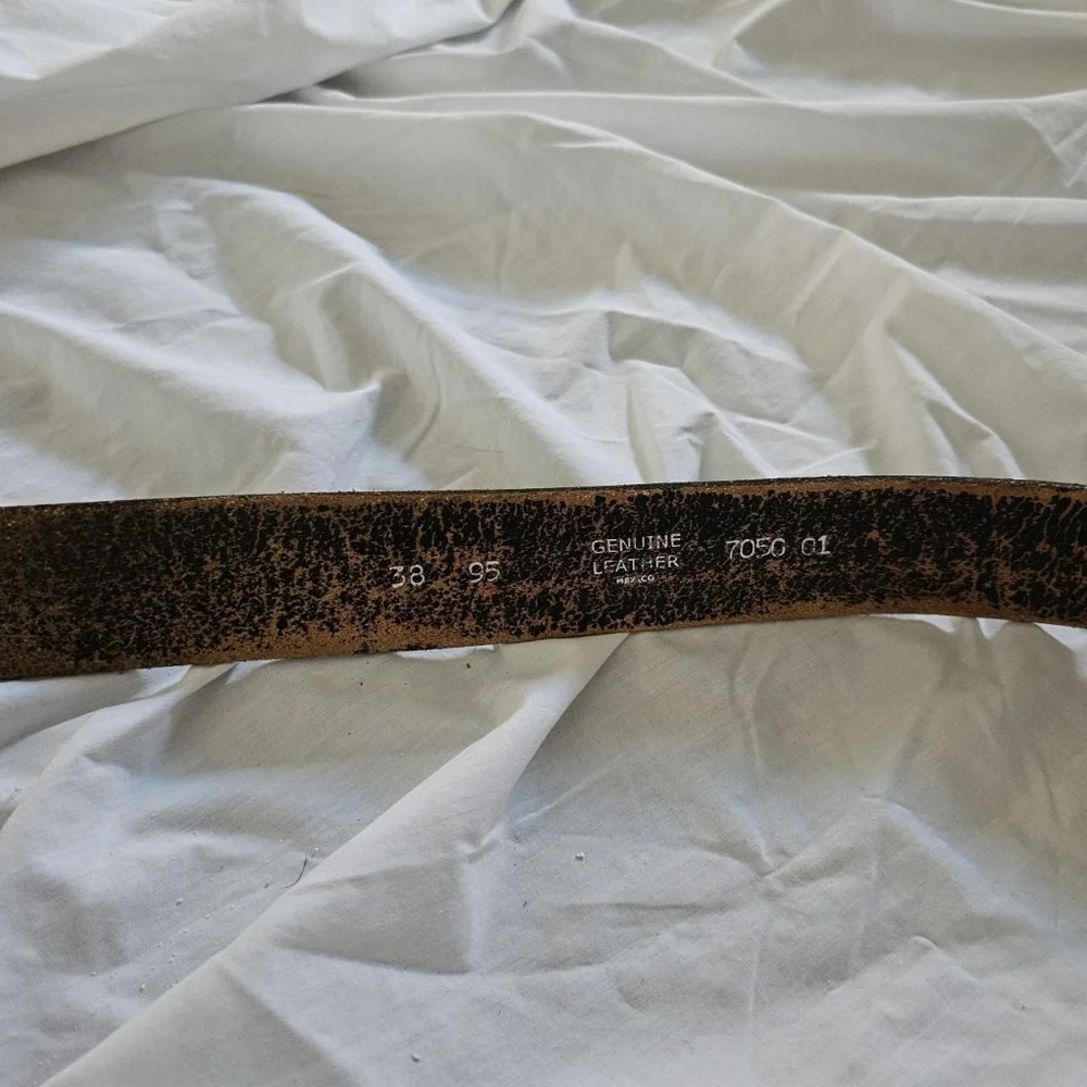 Vintage Braided patterned brown aged vintage leather patina belt
